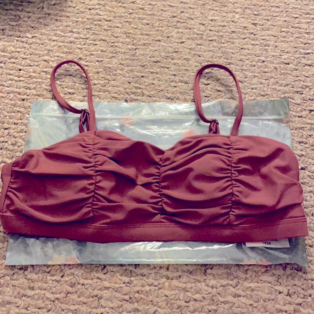 Cupshe Dusty pink ruched L bikini top only